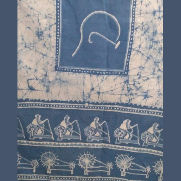 "Bapuji" Hand-Drawn Khadi Batik Scarf