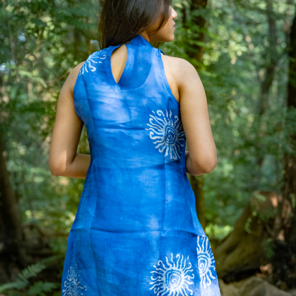 "ST Warmth" Natural Indigo Handwoven Mulberry Silk One-Piece - Image 4